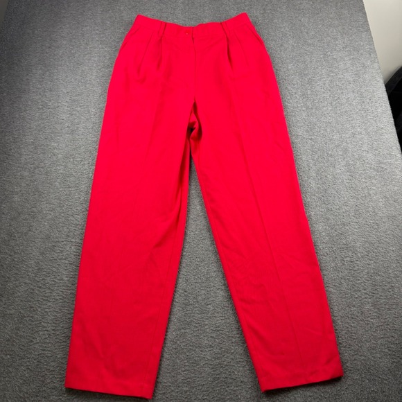 Sag Harbor Vintage Red High Waisted Pleated Straight Leg Dress Pants Womens 14 - Picture 3 of 10